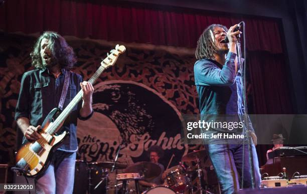 Bassit Sven Pipien and singer John Hogg of The Magpie Salute perform at Neighborhood Theatre on August 15, 2017 in Charlotte, North Carolina.