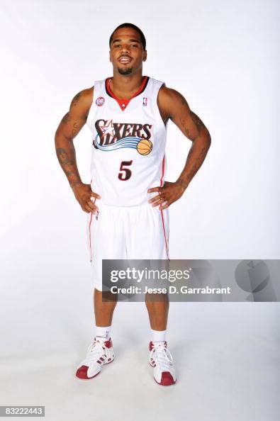 Model Maurice Rice Maureece Rice of the Philadelphia 76ers poses for a portrait during ...