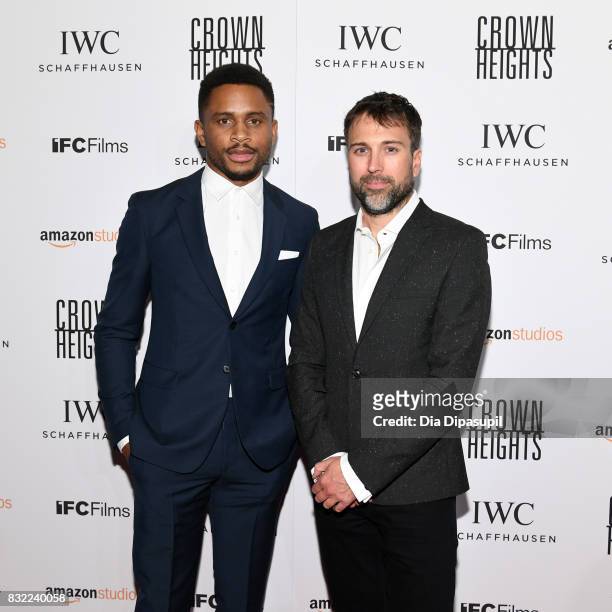 Nnamdi Asomugha and Jonathan Baker attend the "Crown Heights" New York premiere at Metrograph on August 15, 2017 in New York City.