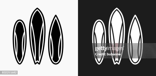 surfboards icon on black and white vector backgrounds - sport set competition round stock illustrations