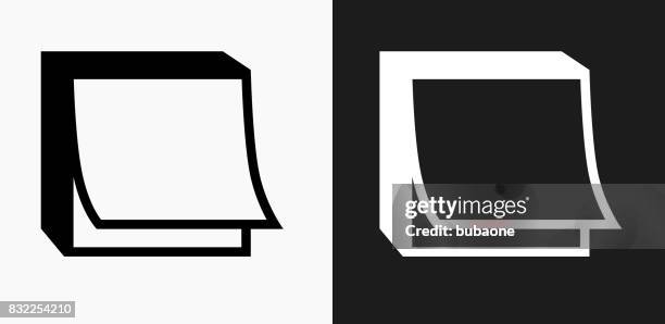 post it note icon on black and white vector backgrounds - sticky stock illustrations