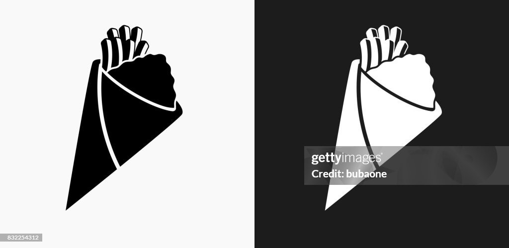 Temaki Sushi Icon on Black and White Vector Backgrounds
