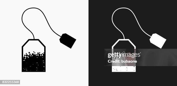 tea icon on black and white vector backgrounds - green tea white background stock illustrations