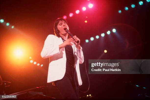 Singer Steve Perry of Journey performs at the Rosemont Horizon in Rosemont, Illinois, June 11, 1983.
