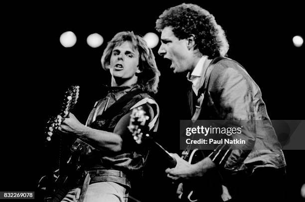 Jonathan Cain and Neal Schon of Journey at the Rosemont Horizon in Rosemont, Illinois, June 12, 1983.