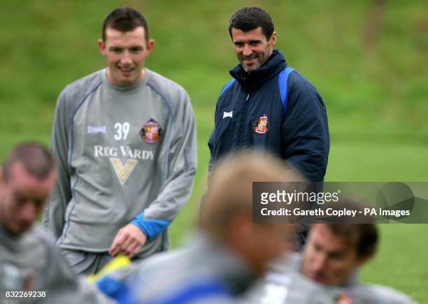 New Sunderland manager Roy Keane during a training session at the Academy of Light training ground in Sunderland.
