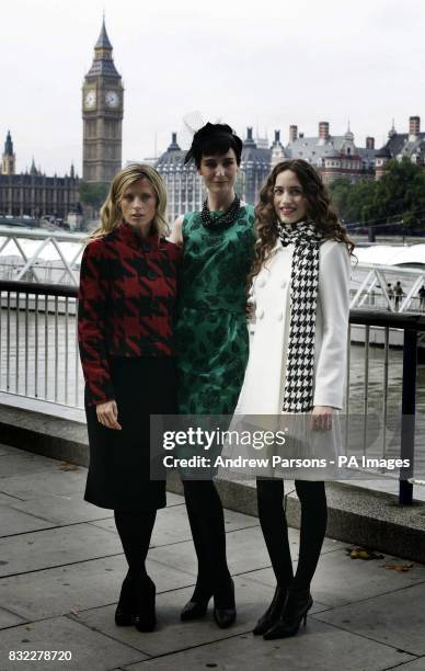 Models Laura Bailey, Erin O'Connor and Elizabeth Jagger at the launch of the new Marks & Spencer autumn/winter collection at the London eye in...