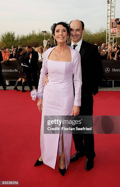 Author Erika Berger and guest arrive for the German TV Award 2008 at the Coloneum on October 11, 2008 in Cologne, Germany.