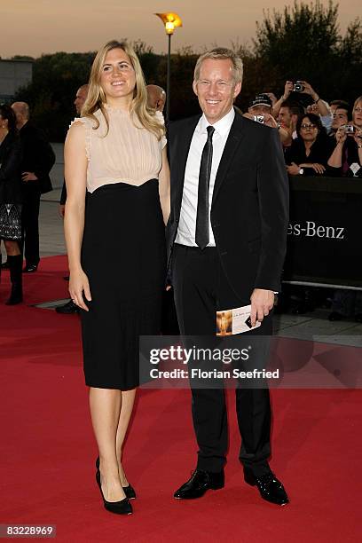 Presenter Johannes B. Kerner and wife Britta Becker Kerner arrive for the German TV Award 2008 at the Coloneum on October 11, 2008 in Cologne,...