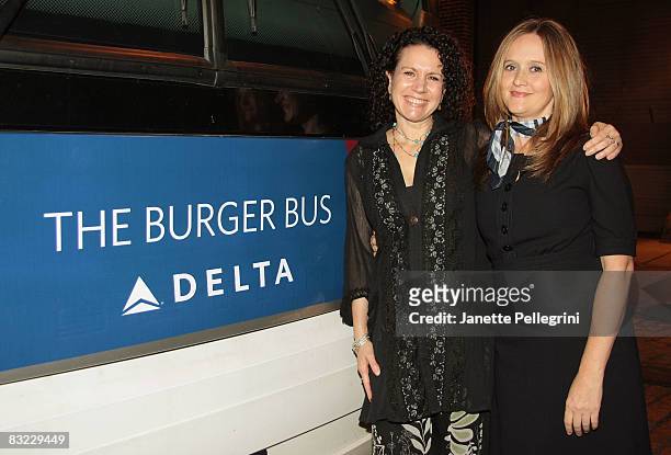 Susie Essman and Samantha Bee attend the New York Wine and Food Festival's Burger Bash at the Tobacco Warehouse in Brooklyn on October 10, 2008 in...