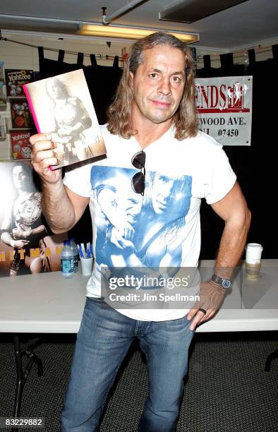 Canadian professional wrestler and actor Bret Hart signs copies of "Hitman" at Bookends on October 11, 2008 in Ridgewood, New Jersey.