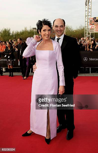 Author Erika Berger and guest arrive for the German TV Award 2008 at the Coloneum on October 11, 2008 in Cologne, Germany.