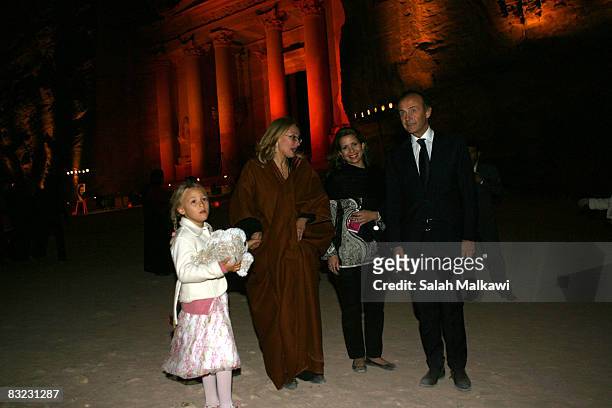 Princess Haya Bint al-Hussein of Jordan and Nicoletta Mantovani Pavarotti , wife of the late Italian Maestro Luciano Pavarotti, and their doughter...