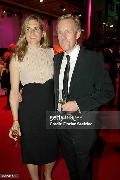 Johannes B. Kerner and wife Britta Becker Kerner attend the after show party to the German TV Award 2008 at the Coloneum on October 11, 2008 in...