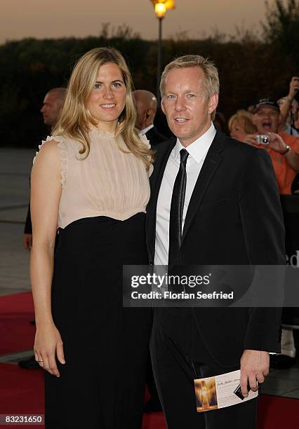 Presenter Johannes B. Kerner and wife Britta Becker Kerner arrive for the German TV Award 2008 at the Coloneum on October 11, 2008 in Cologne,...