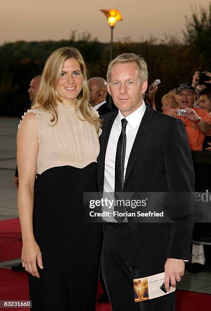 Presenter Johannes B. Kerner and wife Britta Becker Kerner arrive for the German TV Award 2008 at the Coloneum on October 11, 2008 in Cologne,...