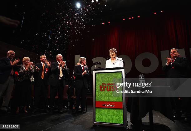 Prime Minister Helen Clark closes her speech to Labour Party supporters as the New Zealand Labour Party lauch their election campaign at Auckland...
