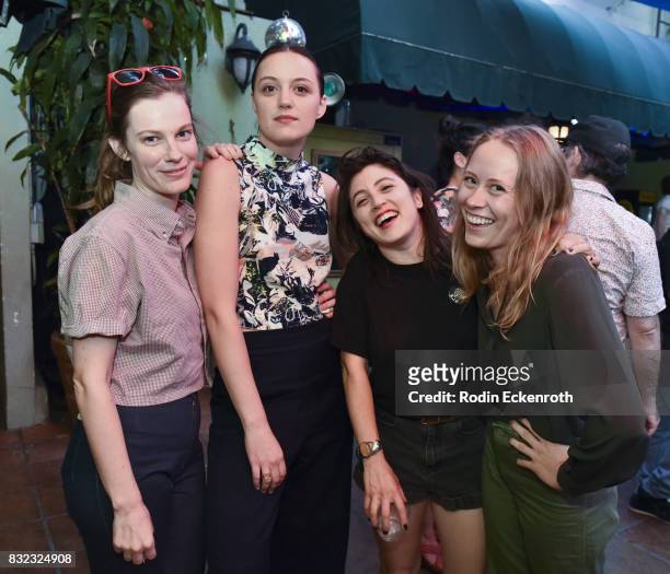 Actors Lindsay Burdge, Eleanor Pienta, Tallie Medel, and Lainie pose for portrait at the screening of "Snowy Bing Bongs" at The CineFamily on August...