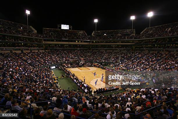 People attend the preseason game between the Denver Nuggets and the Phoenix Suns at the Indian Wells Tennis Garden on October 11, 2008 in Indian...