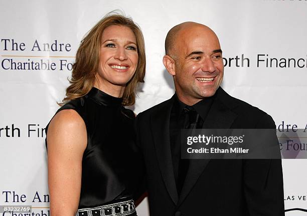 Former tennis players Steffi Graf and Andre Agassi arrive at the 13th annual Andre Agassi Charitable Foundation's Grand Slam for Children benefit...