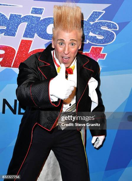 Bello Nock arrives at the Premiere Of NBC's "America's Got Talent" Season 12 at Dolby Theatre on August 15, 2017 in Hollywood, California.