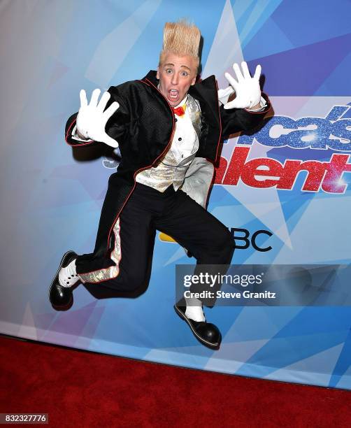 Bello Nock arrives at the Premiere Of NBC's "America's Got Talent" Season 12 at Dolby Theatre on August 15, 2017 in Hollywood, California.