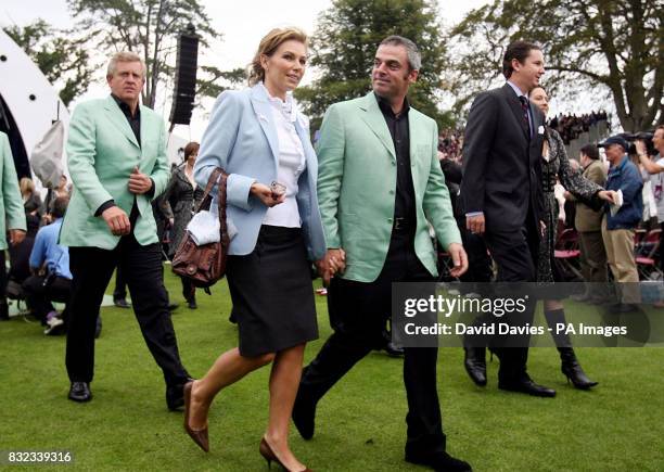 Paul and Alison McGinley leave the opening ceremony of the 36th Ryder Cup at the K Club, Co Kildare, Ireland. The tournament will get underway at the...