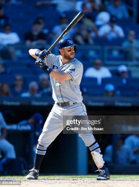 Trevor Plouffe of the Tampa Bay Rays in action against the New York Yankees at Yankee Stadium on July 30, 2017 in the Bronx borough of New York City....