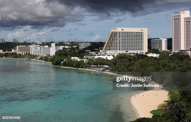 View of Tumon Bay on August 16, 2017 in Tamuning, Guam. The American territory of Guam remains on high alert as a showdown between the U.S. And North...