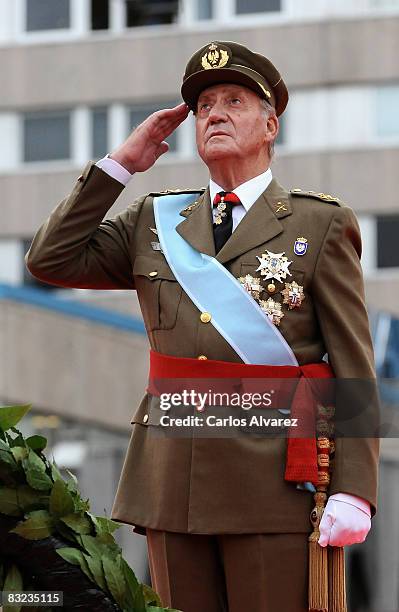 King Juan Carlos of Spain during Spain's National Day Military Parade on October 12, 2008 in Madrid, Spain. Spain's National Day commemorates the...