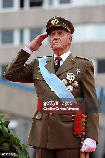 King Juan Carlos of Spain during Spain's National Day Military Parade on October 12, 2008 in Madrid, Spain. Spain's National Day commemorates the...