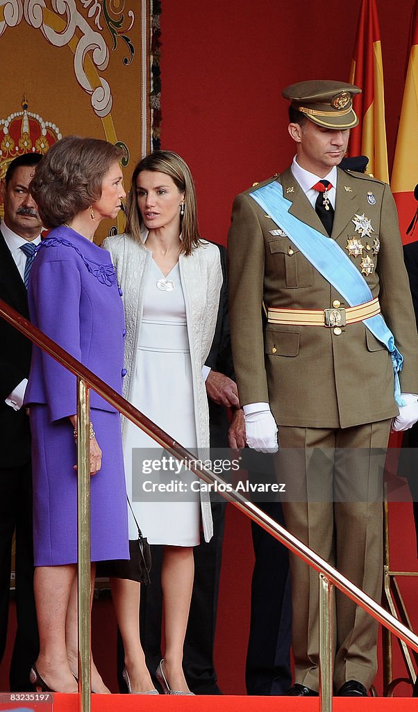 Spanish Royals Attend National Day Military Parade