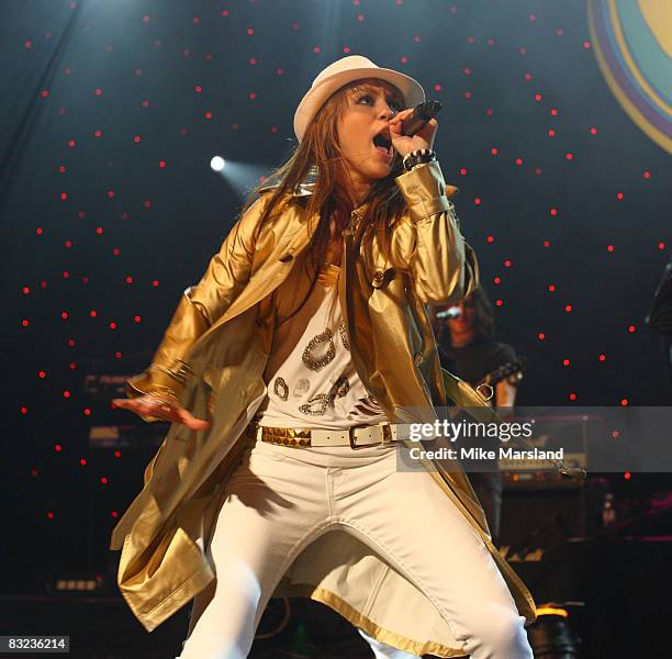 Miley Cyrus performs at BBC Switch Live at Hammersmith Apollo on October 12, 2008 in London, England.