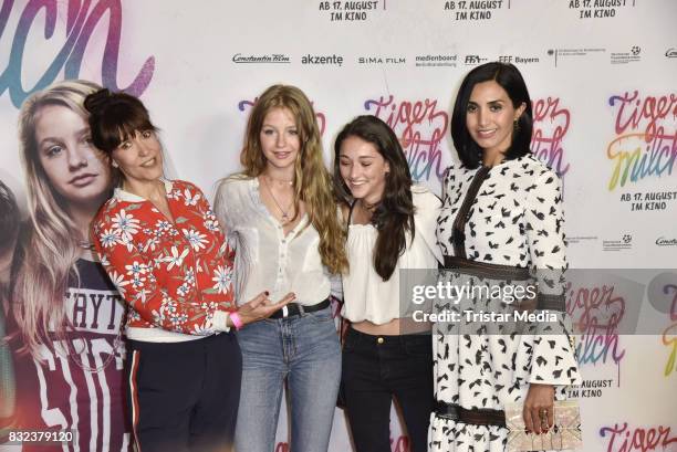 Ute Wieland, Flora Li Thiemann, Emily Kusche and Narges Rashidi attend the 'Tigermilch' Premiere at Kino in der Kulturbrauerei on August 15, 2017 in...