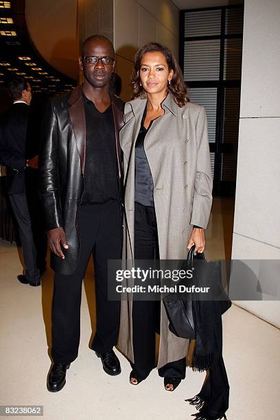 Lilian Thuram and Karine Lemarchand attend the Cinema Verite Award Ceremony hosted by Queen Noor of Jordan and Meg Ryan at Opera Bastille on October...