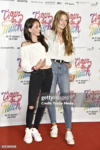 Flora Li Thiemann and Emily Kusche attend the 'Tigermilch' Premiere at Kino in der Kulturbrauerei on August 15, 2017 in Berlin, Germany.