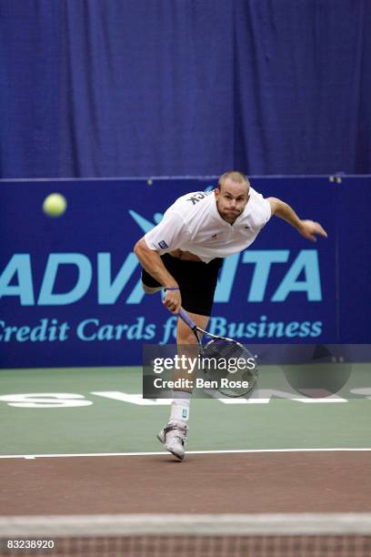 Professional Tennis Player Andy Roddick attends the Advanta WTT Smash Hits event at the Kennesaw State University Convocation Center on October 12,...