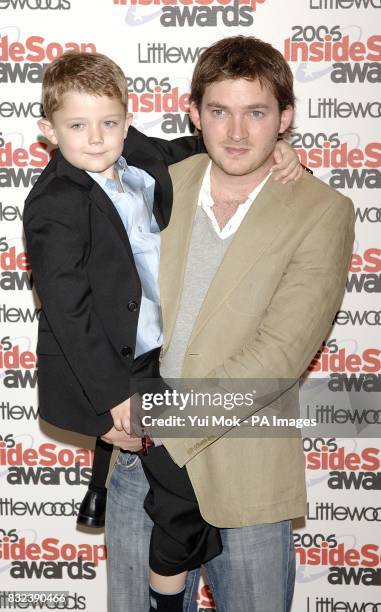 Ellis Hollins and Matt Littler arrive for the Inside Soap awards.