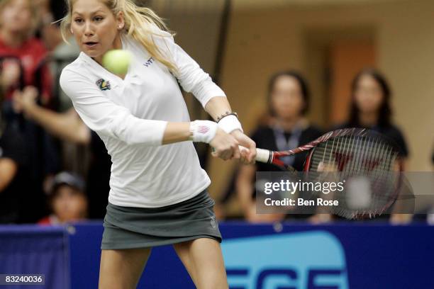 Former Tennis Professional Anna Kournikova attends the Advanta WTT Smash Hits event at the Kennesaw State University Convocation Center on October...