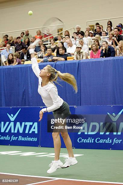 Former Professional Tennis Player Anna Kournikova attends the Advanta WTT Smash Hits event at the Kennesaw State University Convocation Center on...