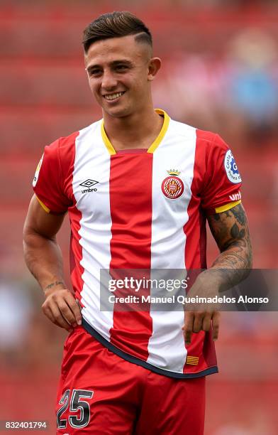 Pablo Maffeo of Girona looks on prior to the pre-season friendly match between Girona and Manchester City at Municipal de Montilivi Stadium on August...