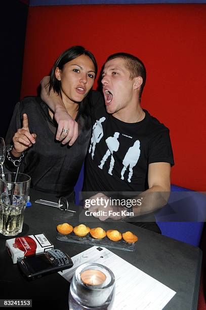 Jean Edouard Lipa and A Guest attend the Atmen Kelif Birthday Party at the Murano Hotel Club on September 25, 2008 in Paris, France.