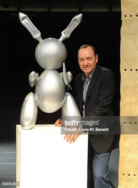 Kevin Spacey poses on stage for a Gala one night only performance at the Old Vic of "Drama Queens", in which 20th century art works were brought to...