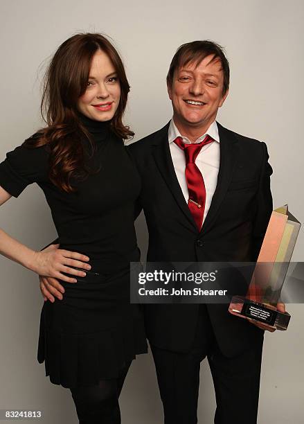Actress Rose McGowan and photographer Matthew Rolston pose for a portrait during Hollywood Life's 5th annual Hollywood Style Awards presented by...