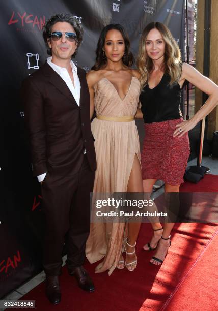 Director Bev Land, Actress Dania Ramirez and Actress Vanessa Angel attend the premiere of "Lycan" at Laemmle's Ahrya Fine Arts Theatre on August 15,...