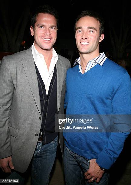 Thomas Roberts and his partner Patrick Abner arrive at the Love Honor Cherish gala to raise funds to protect equality by defeating Prop 8 held at The...