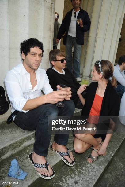 Tim Noble, Jefferson Hack and Anouck Lepere attend the launch of Tracey Emin's Travelling Chess set on October 12, 2008 in London, England. RS&A have...