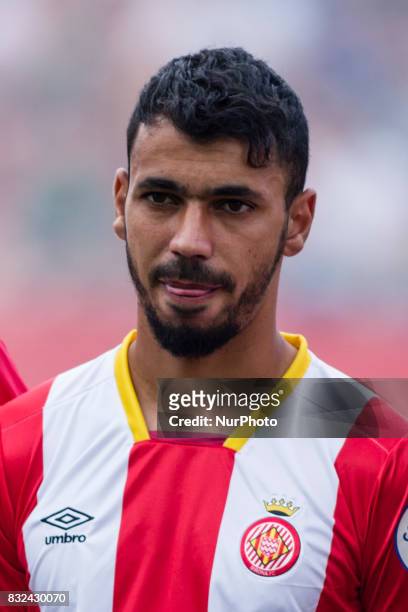 Portrait of Farid Boulaya from Argelia of Girona FC during the Costa Brava Trophy match between Girona FC and Manchester City at Estadi de Montilivi...
