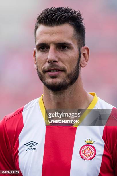Portrait of Pedro Alcala from Spain of Girona during the Costa Brava Trophy match between Girona FC and Manchester City at Estadi de Montilivi on...