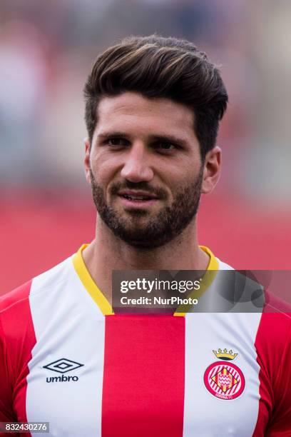 Portrait of Carles Planas from Spain of Girona FC during the Costa Brava Trophy match between Girona FC and Manchester City at Estadi de Montilivi on...